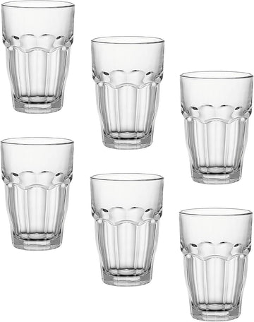 Rock Bar Stackable Beverage, Set Of 6 Dishwasher Safe Drinking Glasses For Soda, Juice, Milk, Coke, Beer, Spirits
