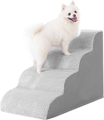 Dog Stairs Ramp, Curved 4-Step Dog Steps for Small Dogs and Cats