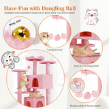 54 Inch Cat Tree Tower, Multi-Level with Cat Scratching Post, Indoor Cat Condo with Climbing Ladder, Plush Toy