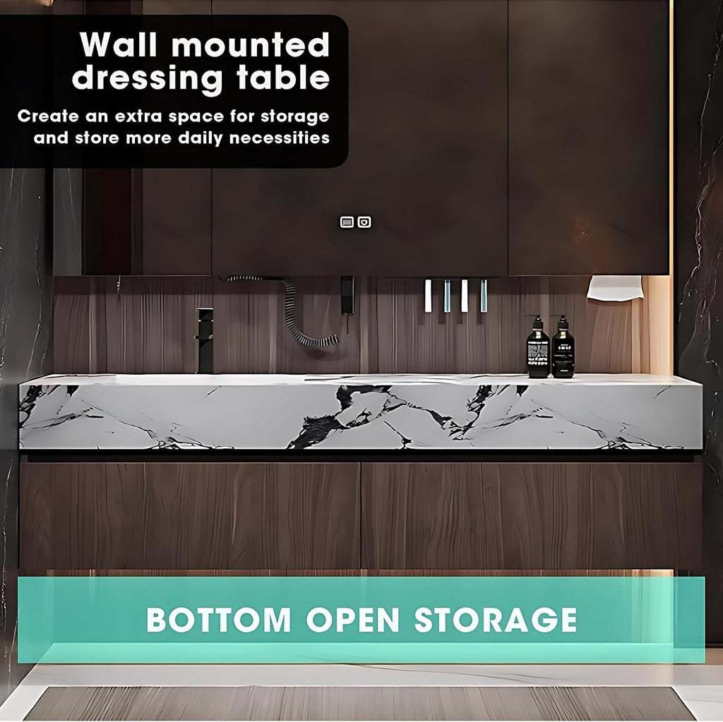 Bathroom Vanity with Sink - Modern Bathroom Sink Cabinet & Smart Mirror Cabinet Set | Wall Mounted | Equipped with
