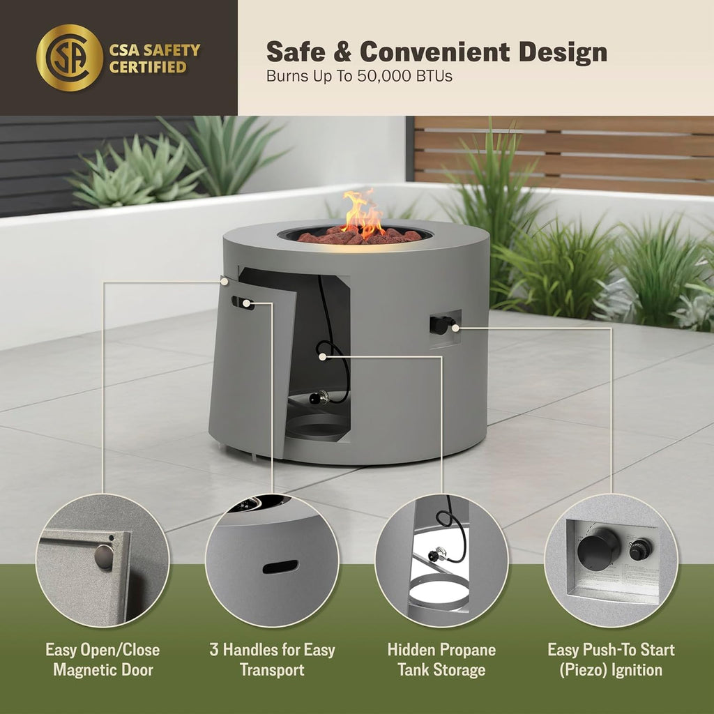 32 Inch Round Propane Fire Pit Table - 50,000 BTU Outdoor Gas Fire Table