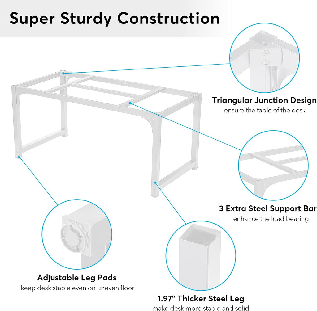 Modern Computer Desk, 63 x 31.5 inch Large Executive Office Desk Computer Table Study Writing Desk Workstation