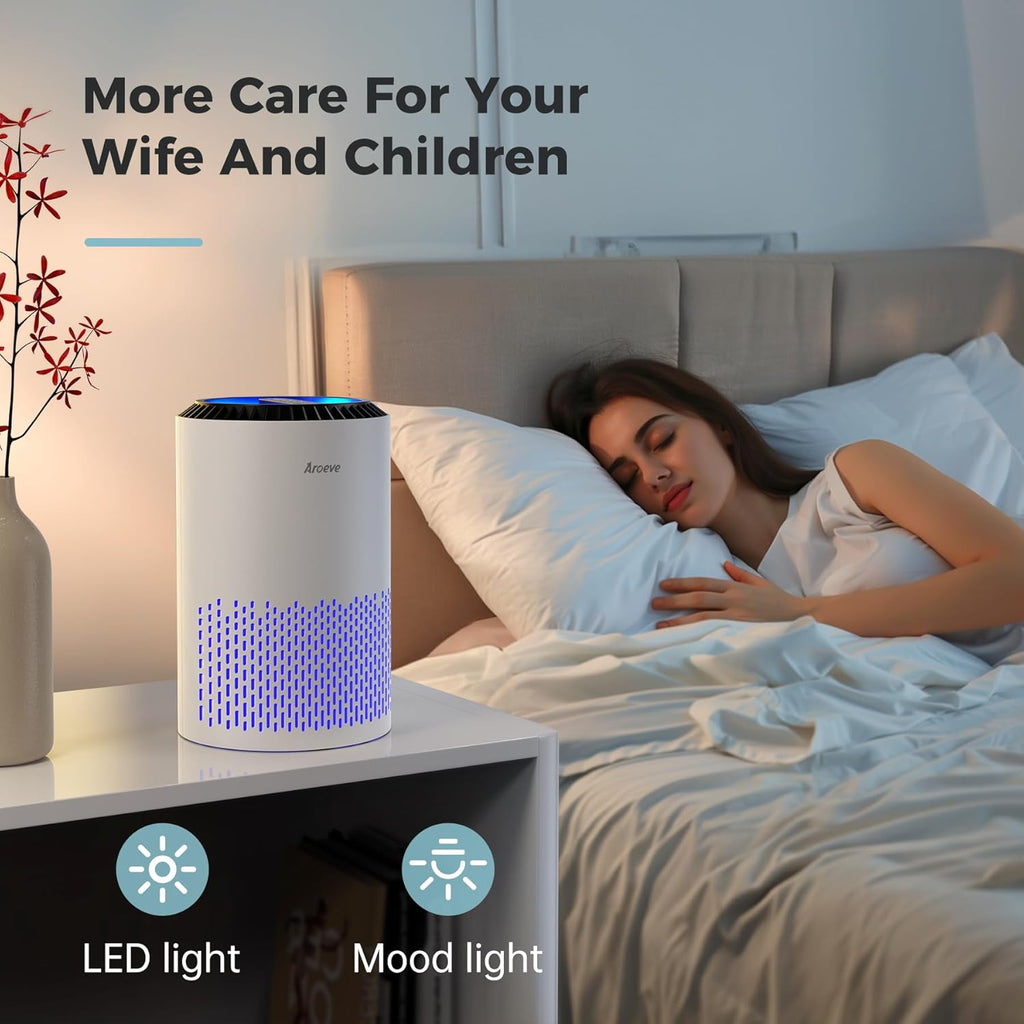 Air Purifiers for Bedroom Home, Air Purifier For Smoke Pollen Dander Hair Smell Air Cleaner with Sle