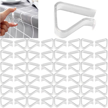48 Pieces Transparent Clear Tablecloth Clips, Plastic Table Cloth Clips, Windproof Table Cover Holder Clamps, Table