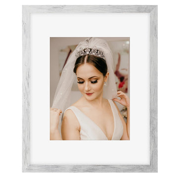11x14 Picture Frame Wood Display Picture 8x10 with Mat Vintage White