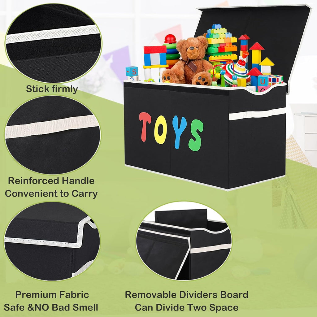 Toy Box Chest, Collapsible Sturdy Storage Bins with Lids, Extra Large Kids Toy Storage Organizer Boxes Bins Baskets