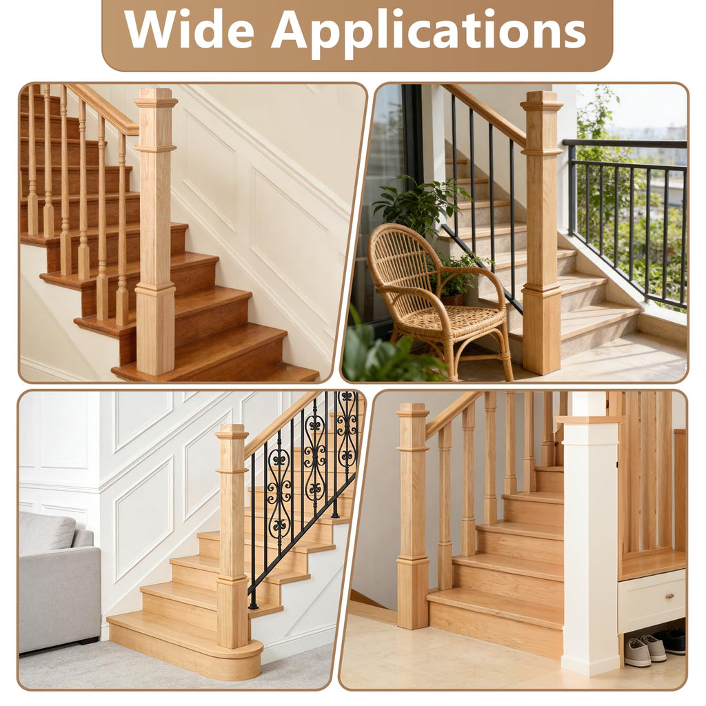 1 Pcs 48 Inch Red Oak Newel Post for Staircase Railing Replacement