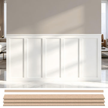 Premade Board and Batten Wainscoting Kit, Paintable MDF Accent Wall Panels with Molding Trim, DIY Wall Paneling Kit