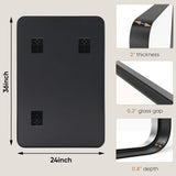 Black Metal Framed Vanity Rounded Rectangle Bathroom Mirrors for Over Sink Wall, 36x24 Inch Large Matte Mirror, Modern