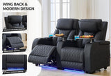 Home Theater Seating Top Grain Leather, Movie Theater Chairs Theater Recliner Sofa with Dual Power Ergonomic Design 7