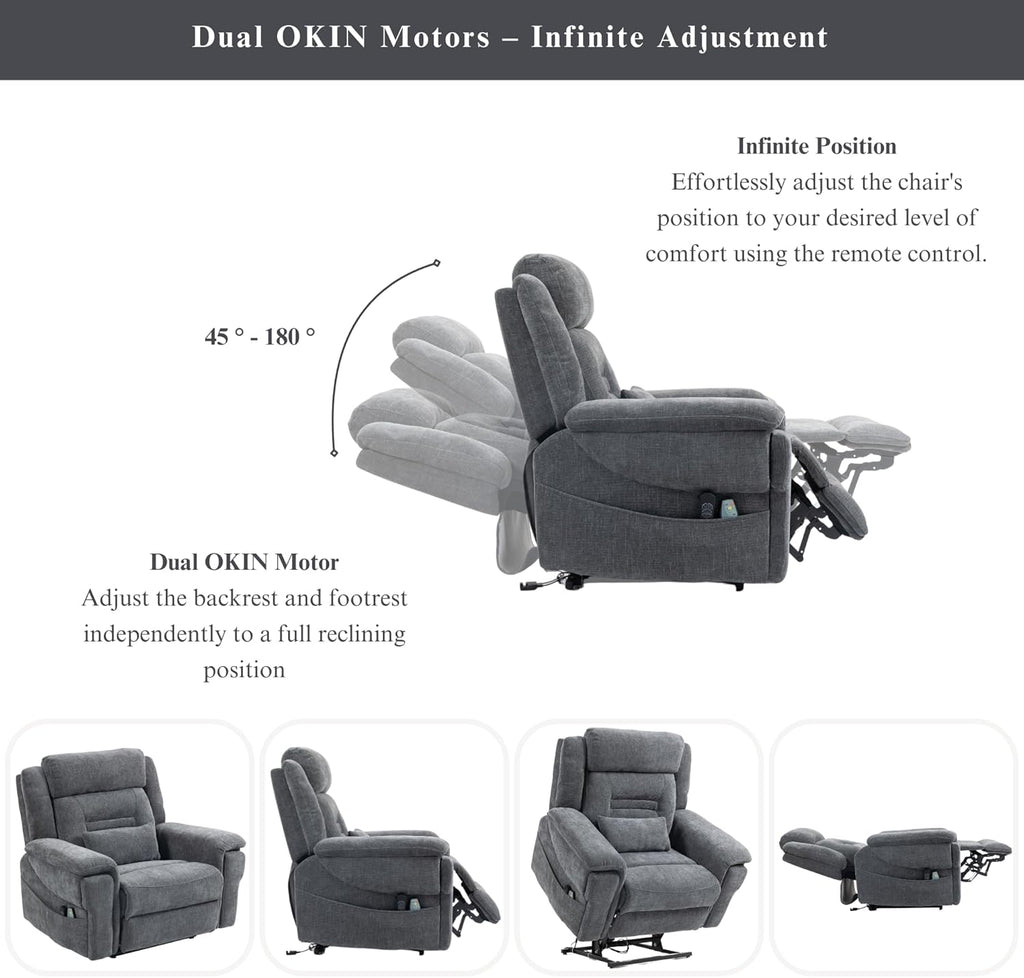 Big Man Power Lift Recliner for Elderly Adults 28 Inch Wide Seat, Oversized Recliner 400 lbs with Heat Massage