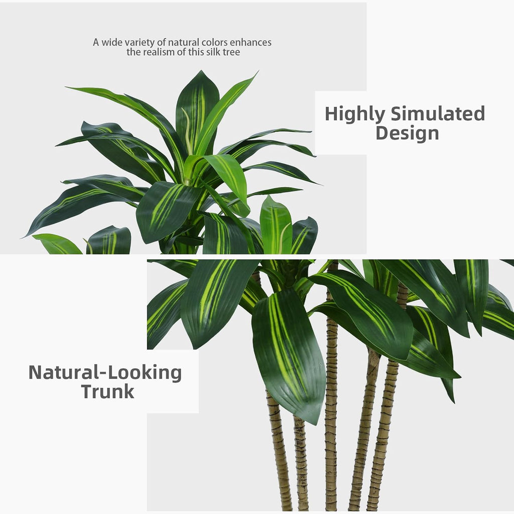 Artificial Plant 5FT Dracaena Fake Tree with Black Tall Planter | Faux Yucca Floor Plant in Pot, Artificial Trees