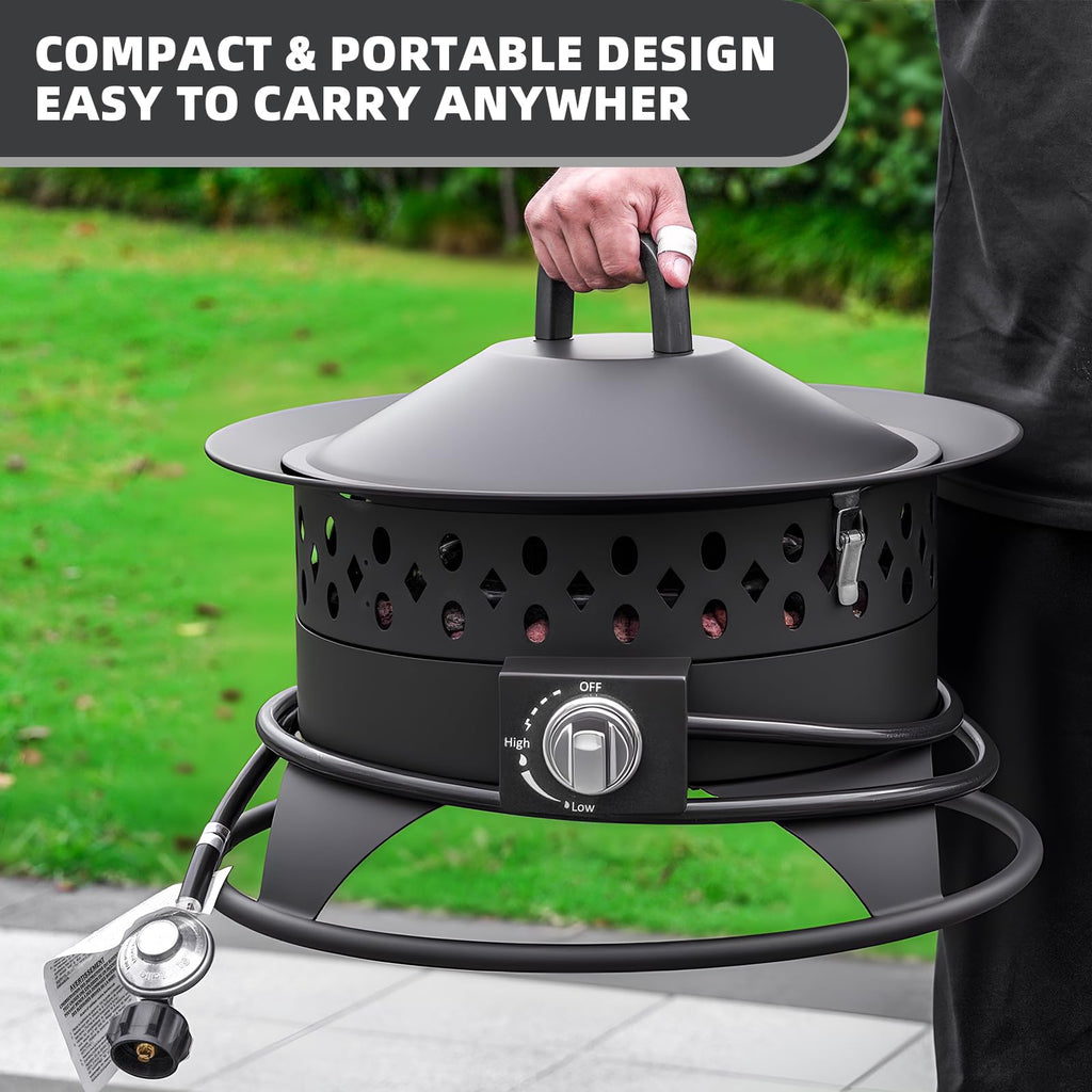 Propane Fire Pit with Grill, 20 in, 60, 000 BTU