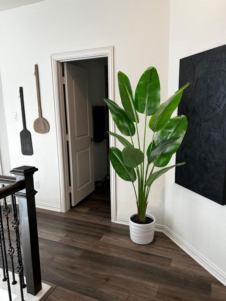6ft Artificial Bird of Paradise Tree Decor, 6 Feet Faux Floor Plant Fake Silk Banana Leaf Tropical Trees with Pot for
