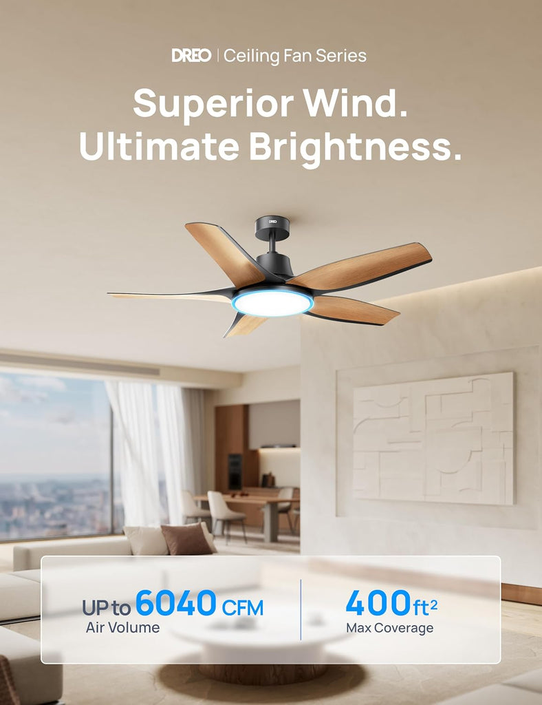Smart Ceiling Fans with Lights, Low Profile Ceiling Fan with Alexa/App, 52'' Dimmable Lighting & Color Tuning
