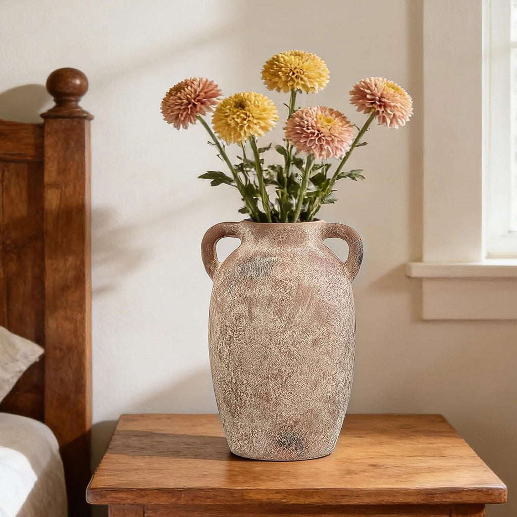 Brown Ceramic Vase-Boho Decorative Vase,Terracotta Tall Vases Decorative Pottery are Suitable