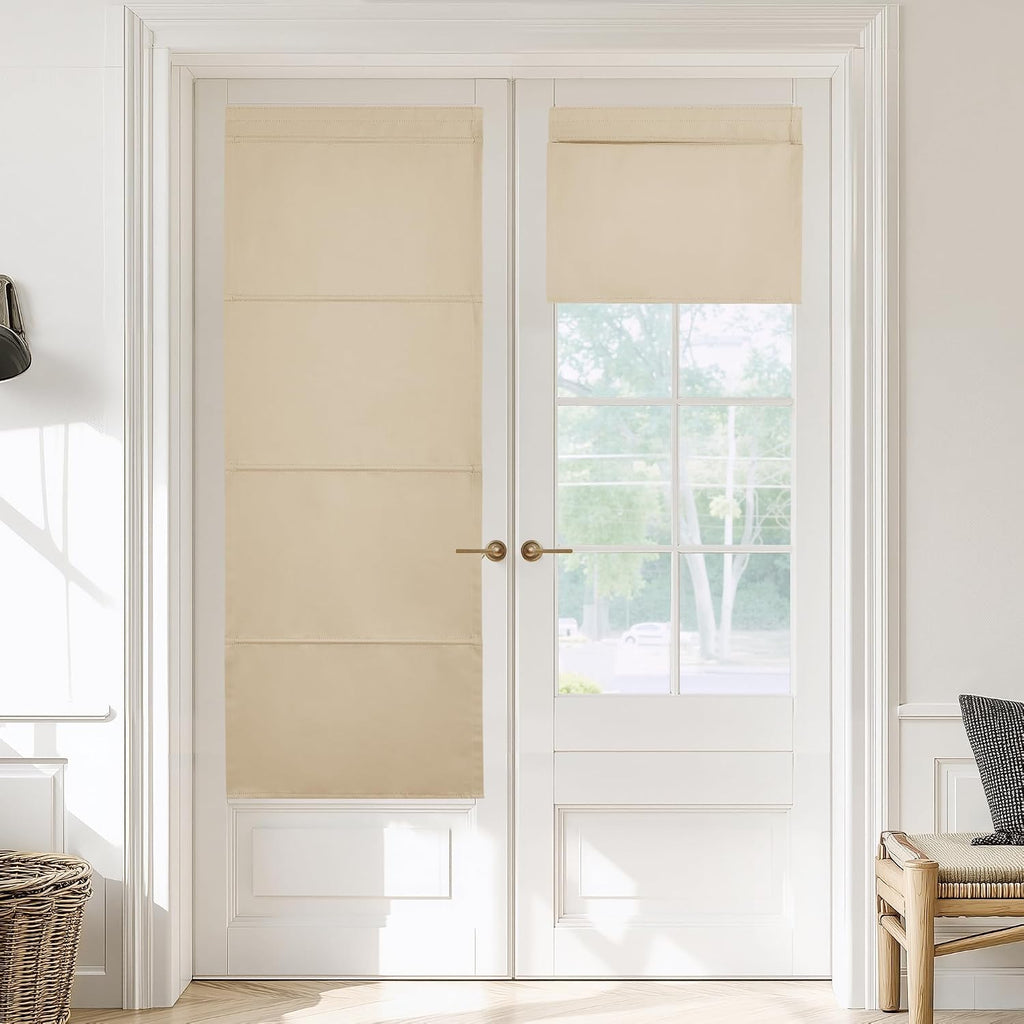 Biscotti Beige No Drill Magnetic Door Roman Curtain for Window