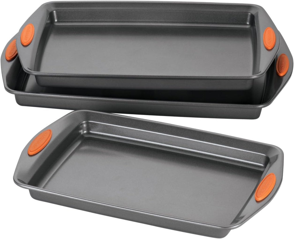 Yum-o! Nonstick Sheet Set, 3-Pc Cookie Sheets for | Non Stick Sheet Pans for Cookies, Stackable, Heavy Duty, & Easy