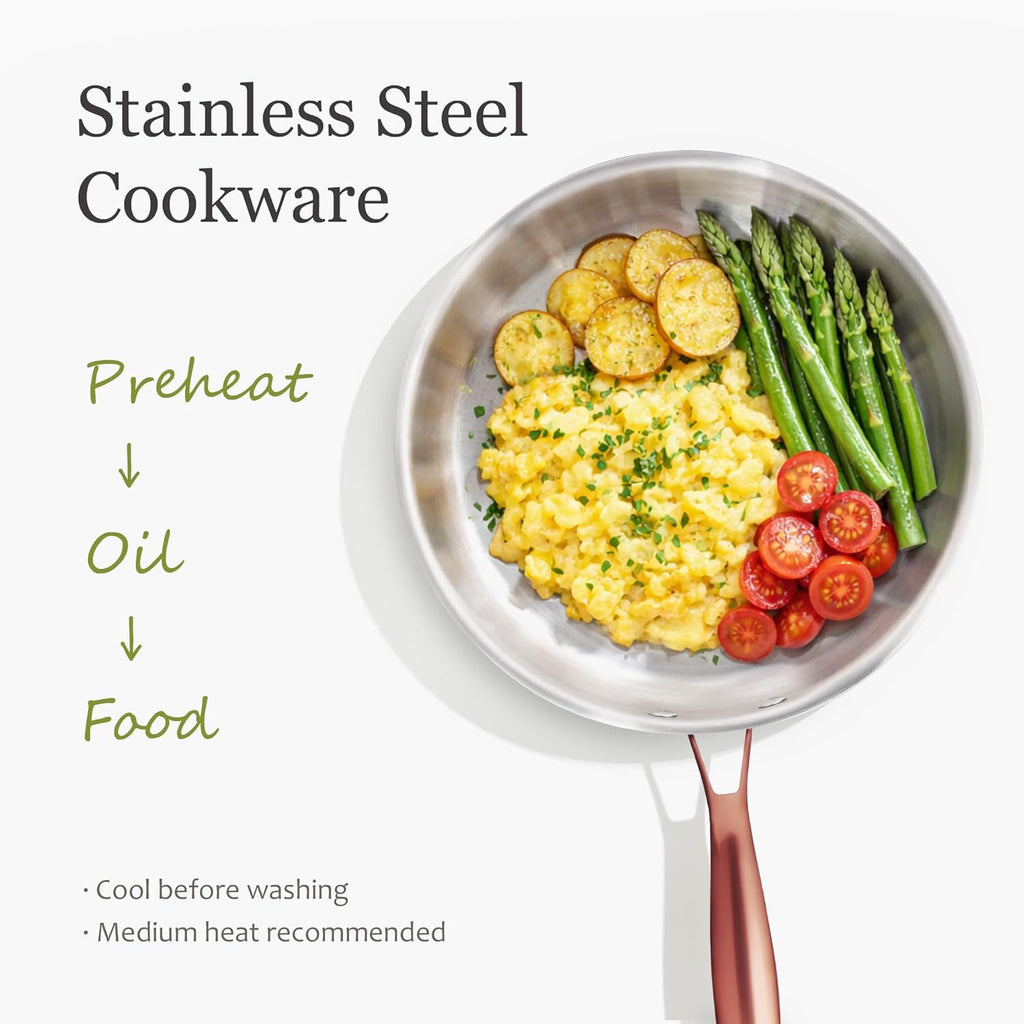 21pcs Tri-Ply Stainless Steel Cookware Set, Pots and Pans Set, Non Toxic Induction Kitchen Cooking Sets, Gold