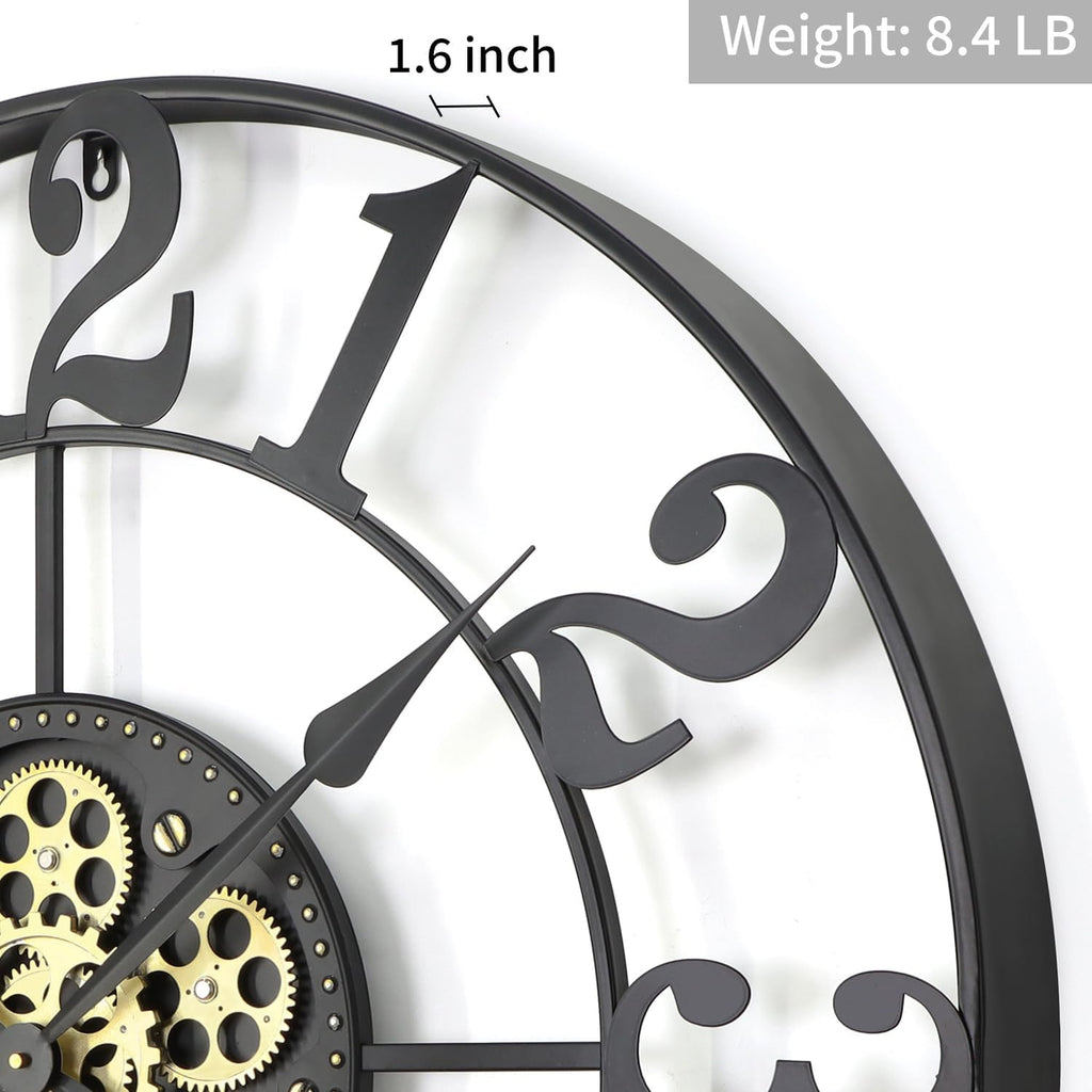 29 Inch Large Wall Clocks for Living Room Decor with Moving Gears,Large Wall Clock Industrial Steampunk,Oversized Metal Analog Wall...