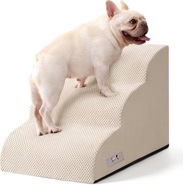 Dog Stairs for Small Dogs and Cats - 3 Step Pet Ramp for Couch & Sofa, Non-Slip Dog Steps for Pets, Washable Cover