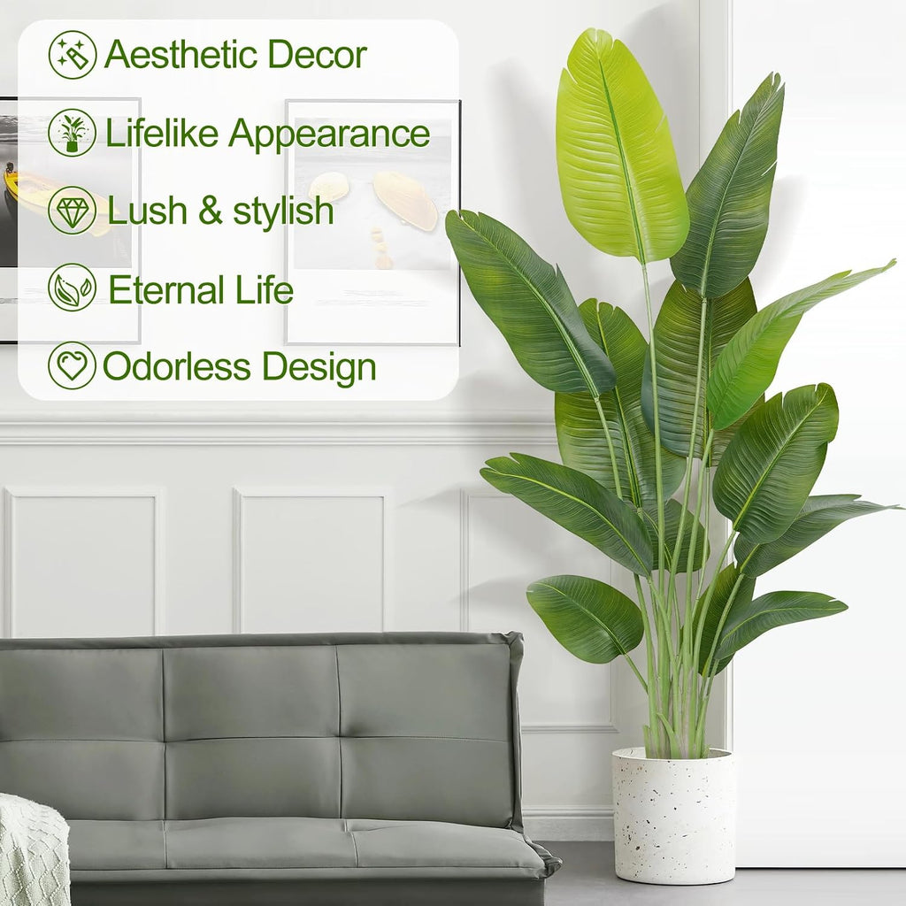 Lifelike Bird of Paradise Artificial Plant,6ft Faux Banana Leaf Tree with 13 Trunks - Perfect Indoor Silk Floor Plant