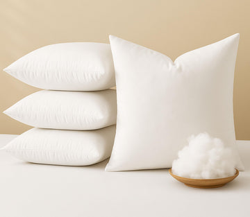 Square Throw Pillow Inserts (Pack of 4, 12"x12", White, Polyester) - Fluffy Decorative Cushion Fillers for Couch, Bed