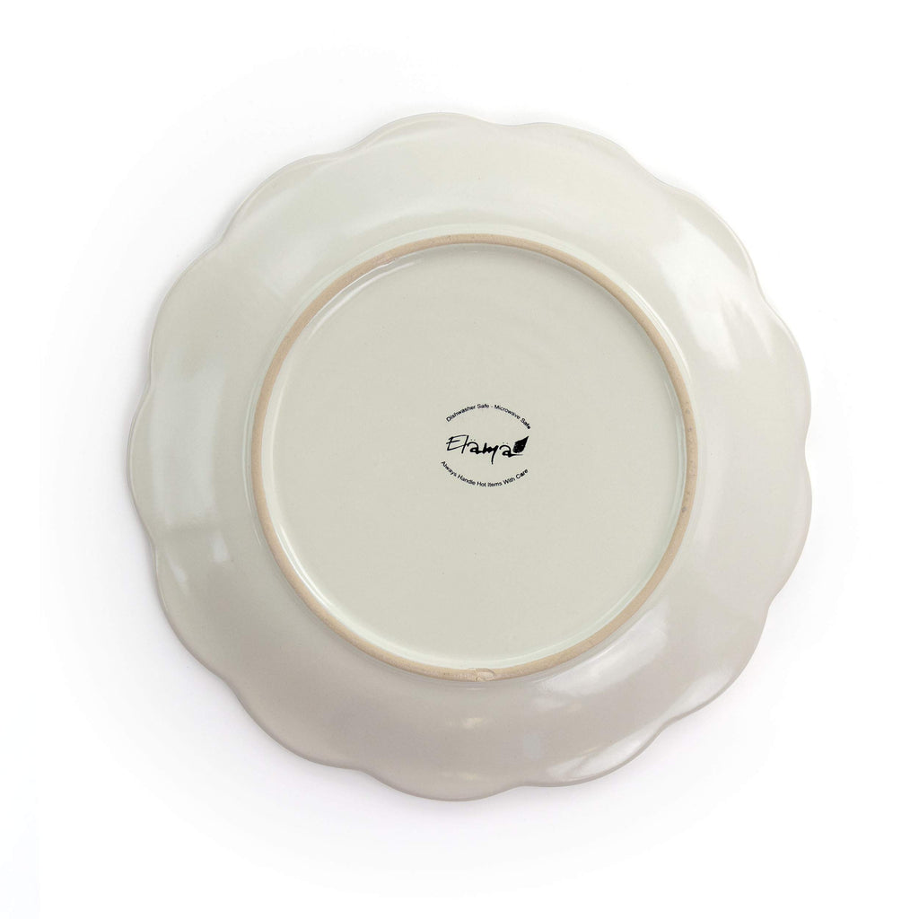 Embossed Scalloped Stoneware Dinnerware Dish Set, 16 Piece, Ivory