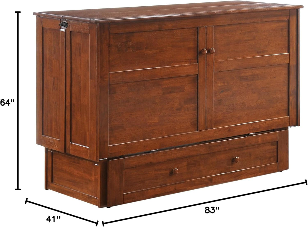 Murphy Cabinet Bed with Mattress, Cherry, Queen