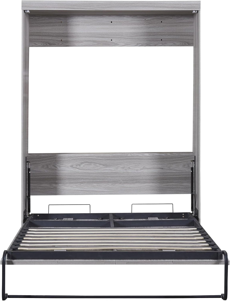 Full Murphy Bed,Modern Hidden Murphy Wall Chest Beds with Space-Saving Design,84.1" Wood Murphy Wall Bed Cabinet with Pinewood Slat Support,for Bedroom,Apartment,Gray