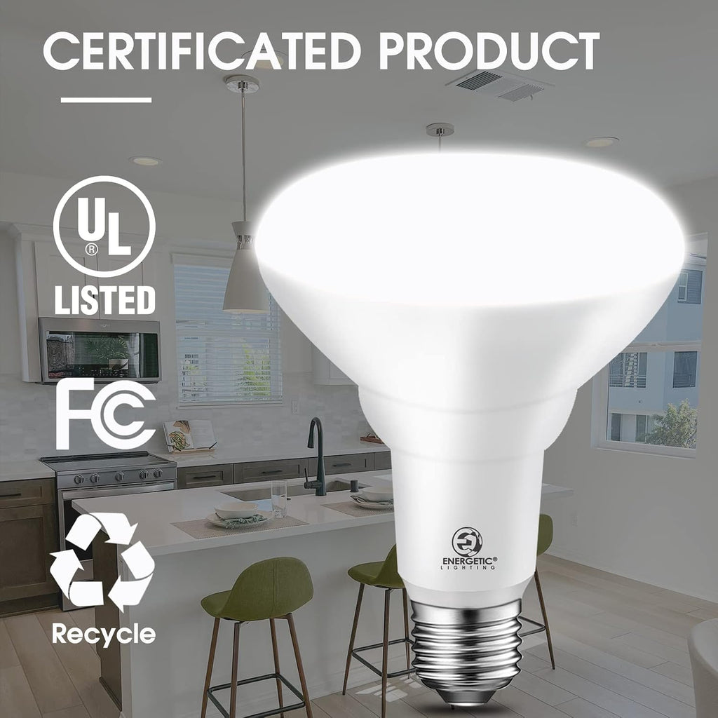4 Pack LED Recessed Light Bulbs BR30, 1100 Lumens, 85W Equivalent, Dimmable, Daylight 5000K, Indoor Flood Lights for