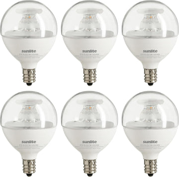 G16.5 Light Bulb LED, 7 Watts (60W Equiv.), 500 Lumens, Dimmable, Type G Globe Shape E12 Candelabra Base, Short Bulbs