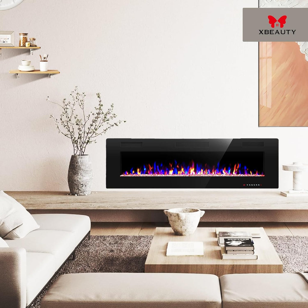 50 inch Electric Fireplace Recessed and Wall Mounted Insert Update