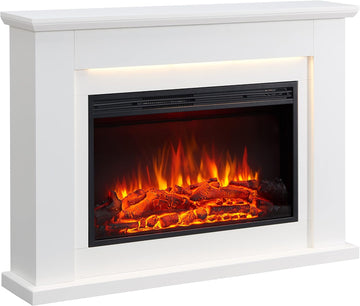 Electric Fireplace with 48" Mantel Surround and Jaden 31" Insert, Cream White Finish