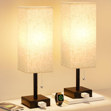 Bedside Lamp Set of 2 - Small Table Lamp for Nightstand