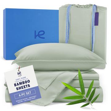 Viscose Bamboo Sheets King Size 4-pc 100% Organic Bamboo Viscose Bed Cooling Sheets King Size Set Cool Bedding for