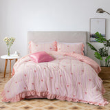 A Nice Night Rainbow Stripes & Bows Bedding Set,Ruffle 6 Piece Bed in a Bag Matching Sheet Set,Princess Style Chic Bow