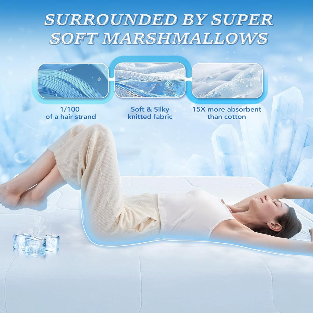 Cooling Comforter Queen - Cooling Blanket for Hot Sleepers and Night Sweats, Q-Max>0.45 Double-Sided Silky Cooling