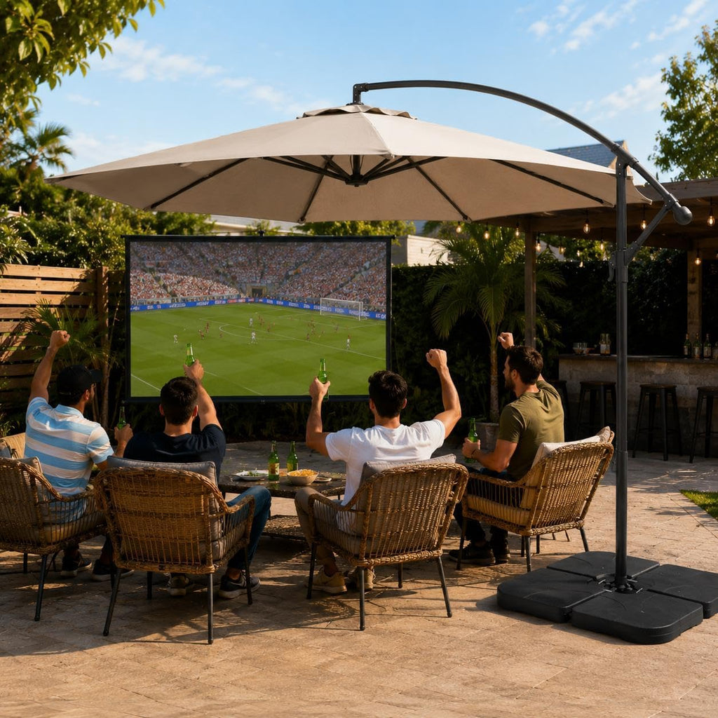 4-Piece Umbrella Base Outdoor Umbrella Stand Square Shaped Cantilever Offset Filled with Water or Sand and Poolside