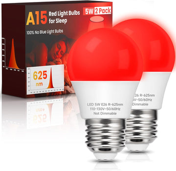 Red Light Bulb for Sleep: A15 5W 2 Pack,40W Equivalent,E26 LED