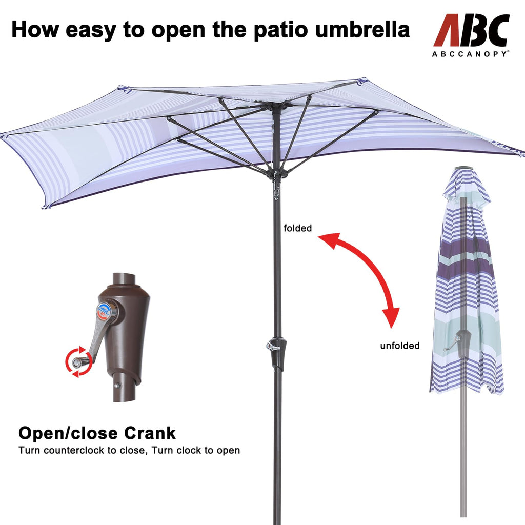 Patio Umbrella 10FT Outdoor Half Umbrella(Blue Purple Stripes)