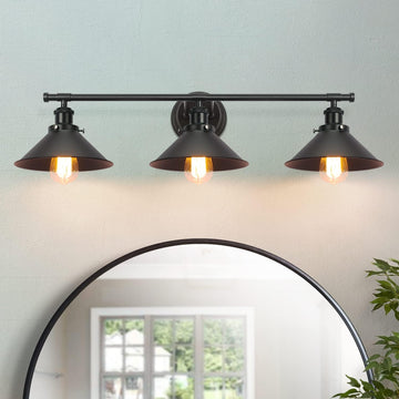 Upgrade Black Farmhouse Bathroom Light Fixtures, Vanity Lights | 32" Larger Size, Solid Metal Shade, Matte Black