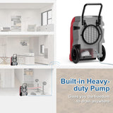270 Pints Commercial Dehumidifiers for Large Room or Basements, Industrial Large Dehumidifier with Pump and Drain Hose
