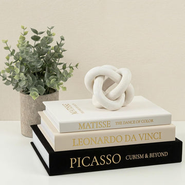 Linen Faux Book Box Set of 3, Black and White Decorative Books for Shelves, Fake Books for Decoration with Secret