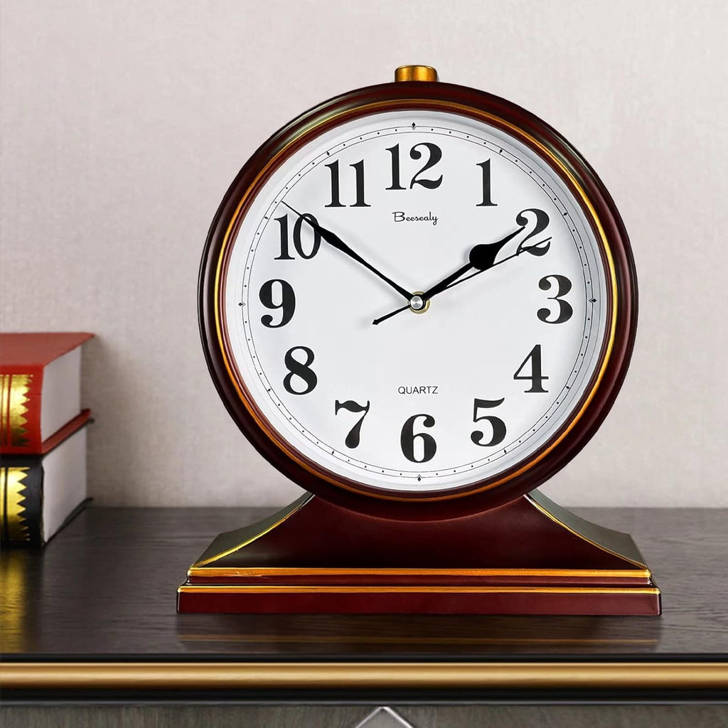 Desk Clocks for Table Decor,Retro Mantel Clock Battery Operated for Fireplace Mantel
