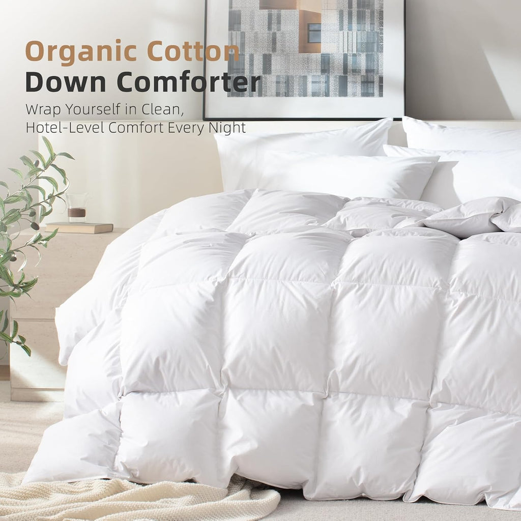 Hungarian Feather Down Comforter Cal King,100% Organic Cotton Duvet Insert