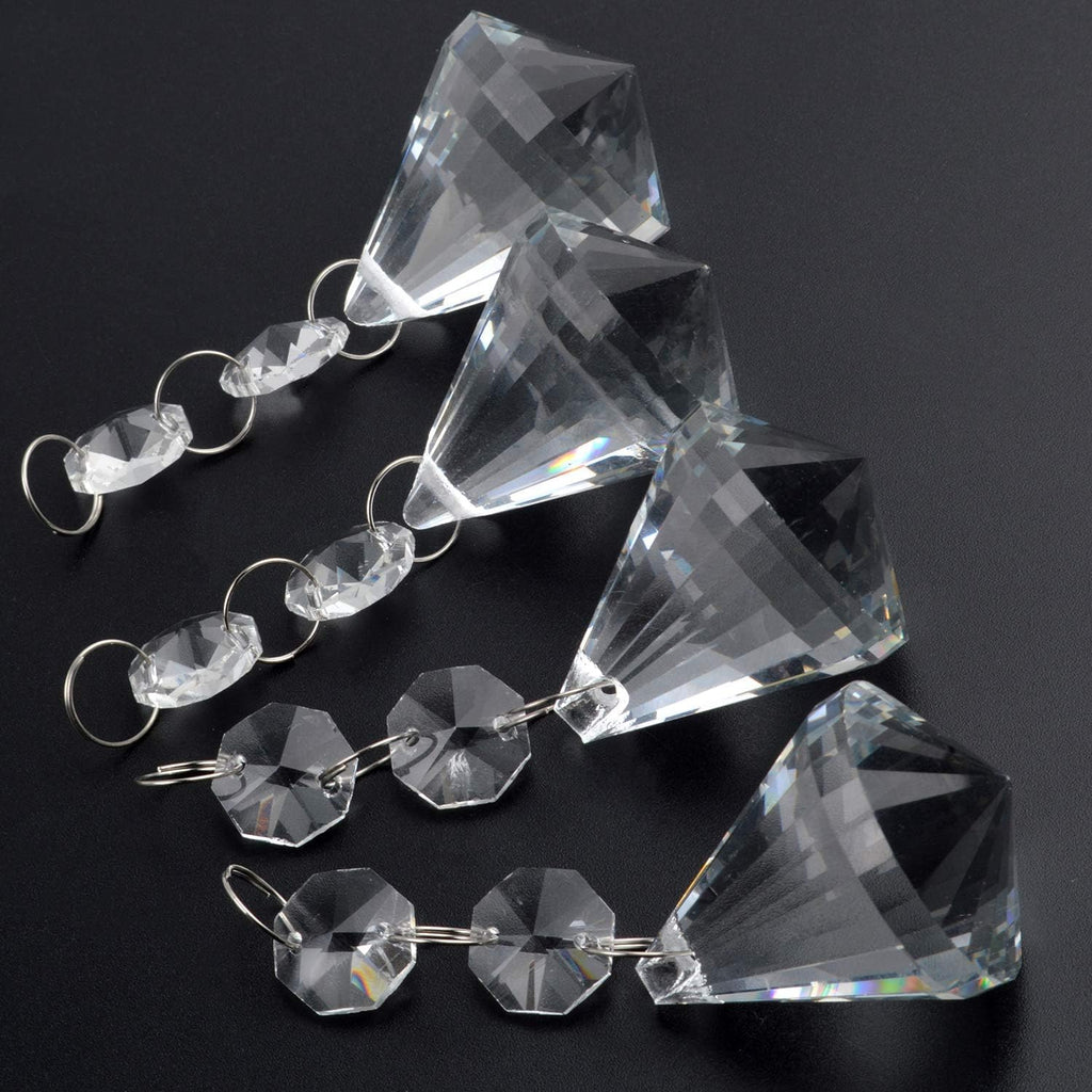 Pack of 10 Crystal Glass Ball Chandelier Prisms Pendants Parts Beads Hanging Crystals Drops Suncatchers(30mm, Clear)