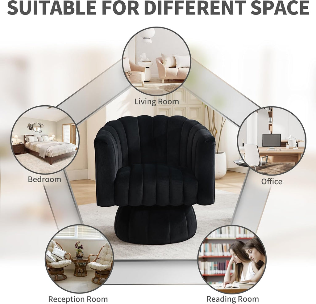 Swivel Accent Barrel Chair Set of 2- Cute Comfy Small Round 360° Arm Chair Velvet Sofa Club Reading Chair Bedroom
