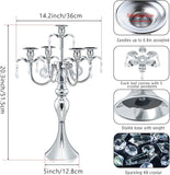 20.3'' Tall 5 Arm Candle Holder Centerpiece for Table, Metal Candelabra Candle Holder, Retro Candlestick Table