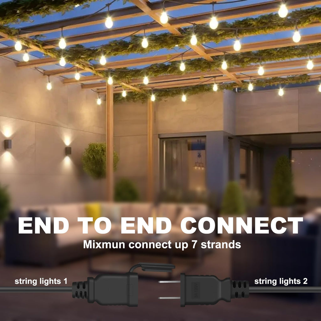Outdoor String Light 64Bulbs (1.5FT Bulbs Spacing), 120W Dimmer Remote